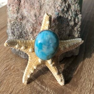 Huge Larimar stone ring AAA grade